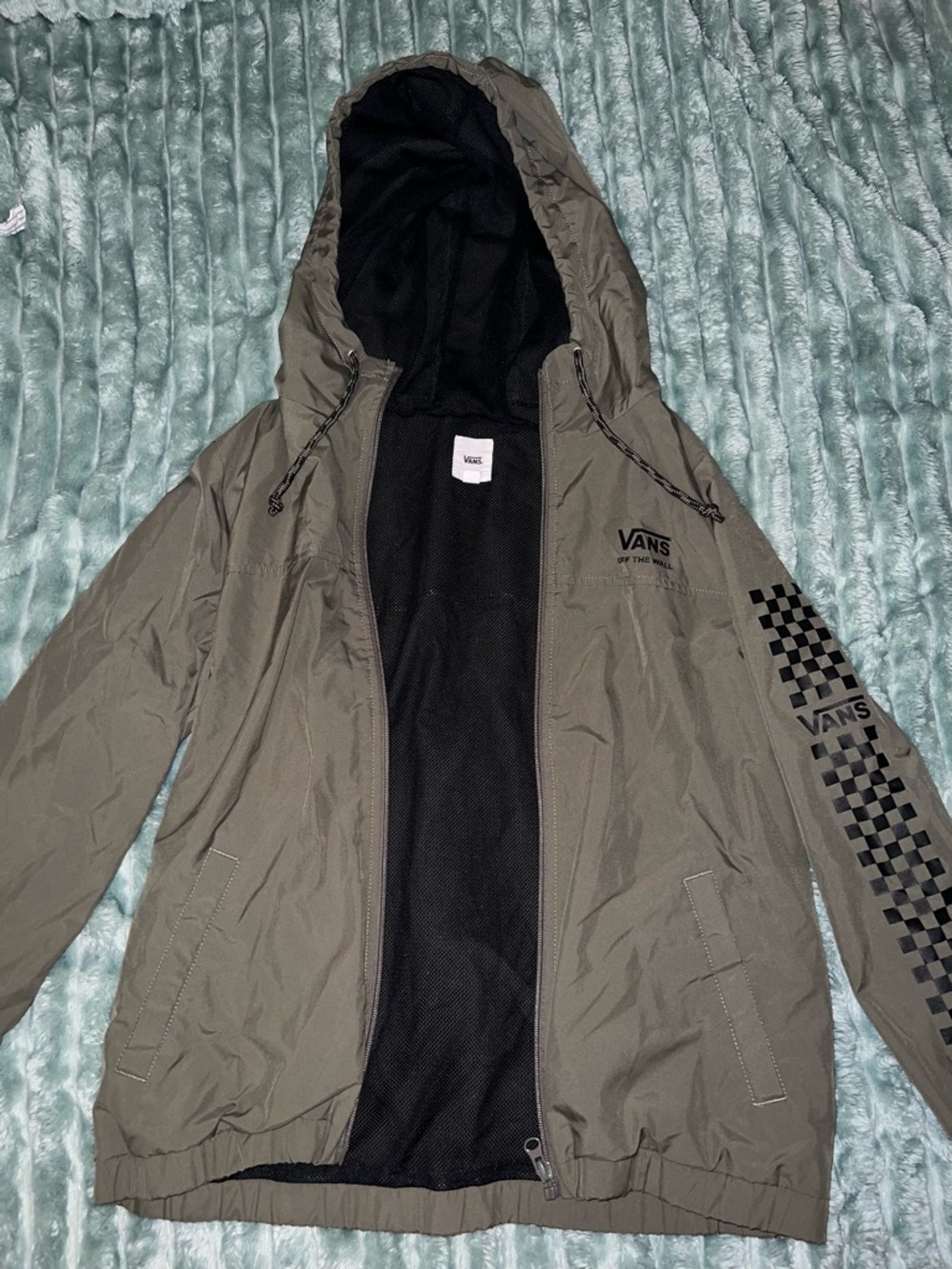 Vans Olive Green Hooded Windbreaker with Black Lining